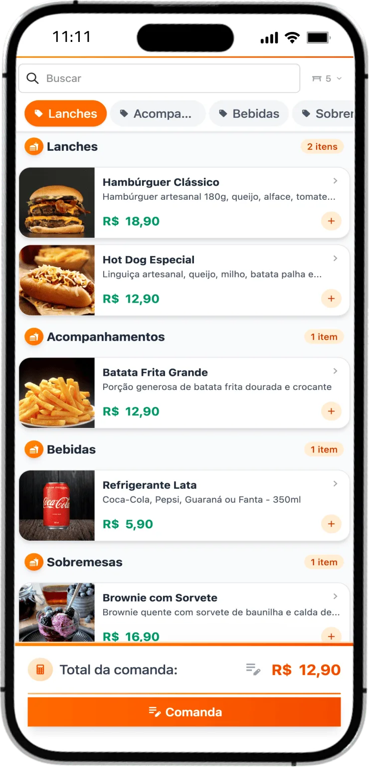Tela de pedidos solicitados