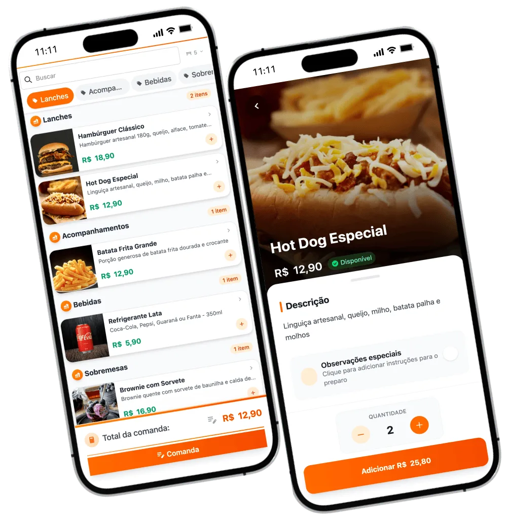 Telas app Comandas